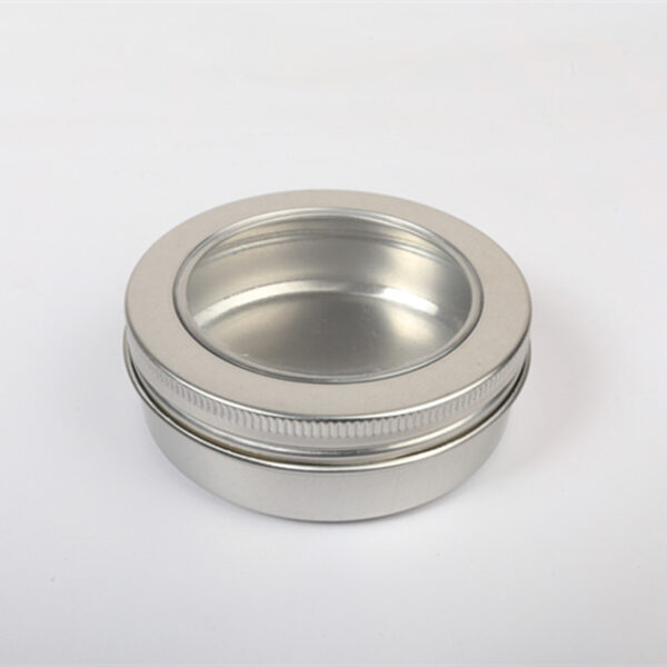 150g/5oz round aluminum tin box with clear window for salt/spice/tea packaging